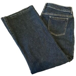 Jones New York Size 14P 14 Petite Bootcut Jeans Signature Gold Beads Boho Denim